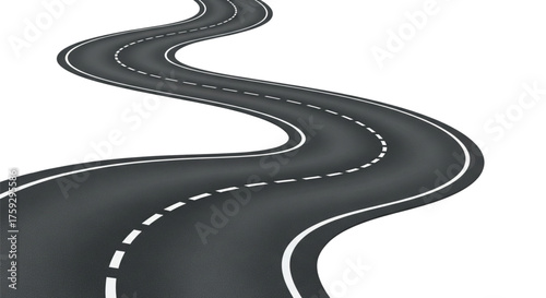 Winding Asphalt Road Journey Forward Progress Path for Travel or Growth Illustration