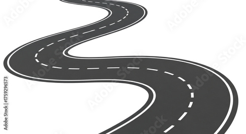 Winding Asphalt Road Journey Path Forward Progress Curve Driving Route Illustration