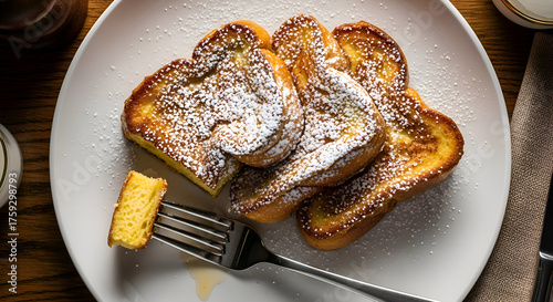 Delicious French Toast with Powdered Sugar on a Plate Perfect Breakfast Food
