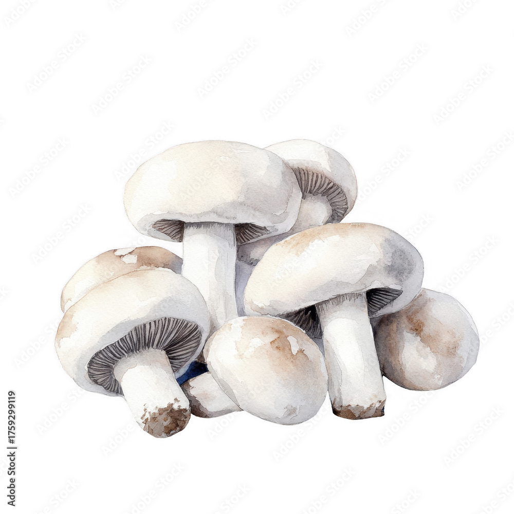 Fototapeta premium Fresh White Mushrooms isolated on transparent background.
