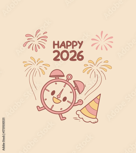Vibrant Hello 2026 New Year Vector Clipart
