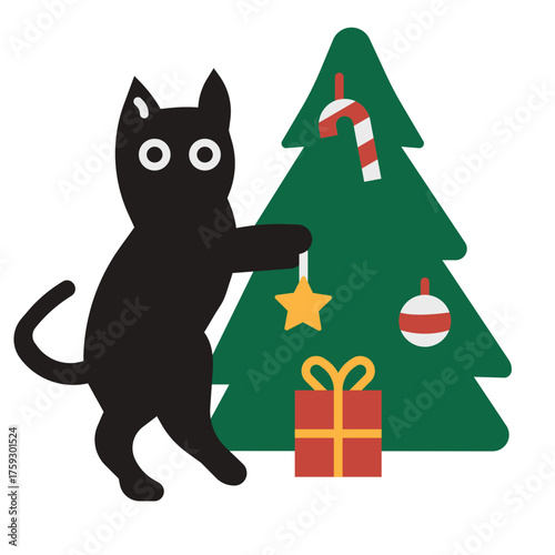 Christmas tree with cat 