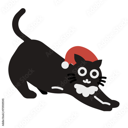 Lazy cat with Santa Claus hat