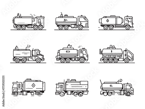 Fuel Truck Line Art Refined Industrial Design