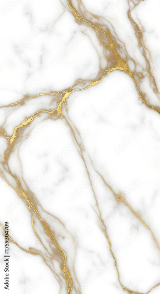 Fototapeta premium White marble with gold veins texture isolated on white background