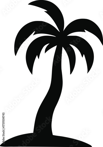 Silhouettes of palm trees and pink sun vector. set of palm trees and sunrise vector silhouette. tropical landscape and mountains black, very peri vector illustration.eps