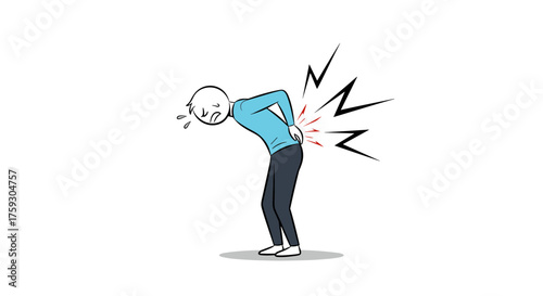 Man experiencing severe back pain a common symptom of injury or strain.