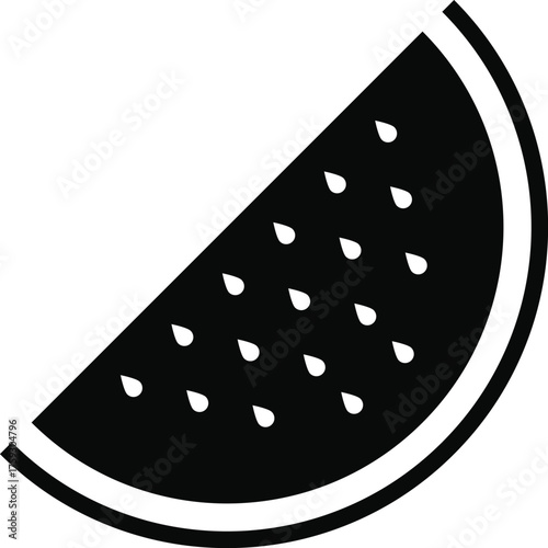 Set of watermelon slice vector icon in silhouette design. summer design concepts.