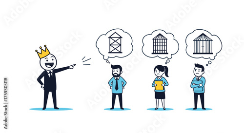 Leader with a vision inspiring a team to build different structures