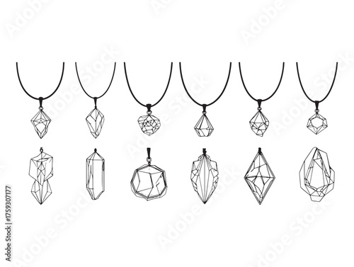 Gemstone pendant line art timeless beauty