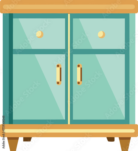 modern kitchen cabinet with a handle isolated on transparent background