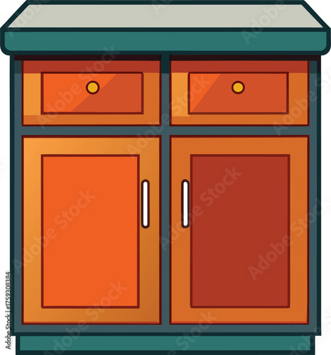 Wooden cabinet isolated on transparent background