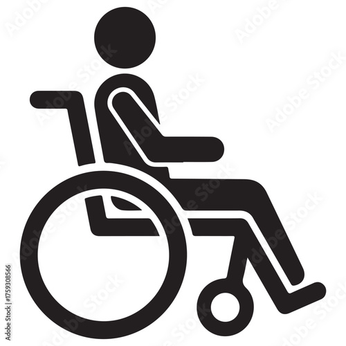 Minimalist Black Pictogram of Person in Wheelchair Accessibility Symbol