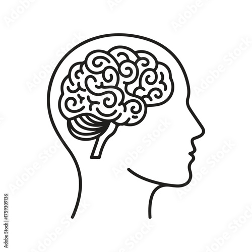 Human brain line icon vector