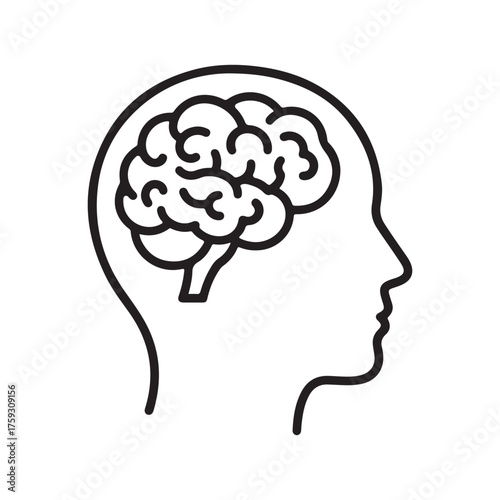 Human brain line icon vector