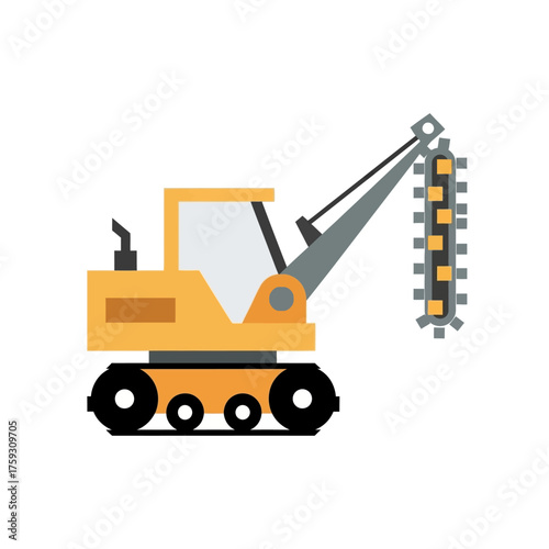 Trenching Machine Illustration - Heavy Equipment for Excavation and Construction.