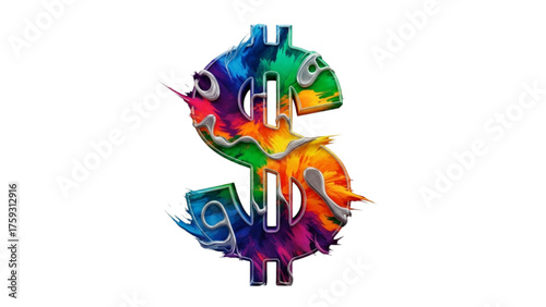 Abstract dollar symbol in vibrant colors, symbolizing financial concepts and wealth