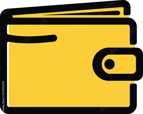 Simple yellow wallet icon in a modern line art style, a vector graphic element for finance concepts