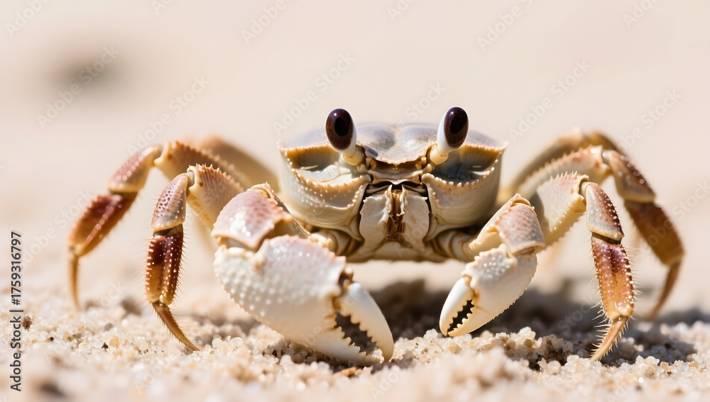 Fototapeta premium Close-Up of a Sand Crab on a Beach with Soft Focus Background