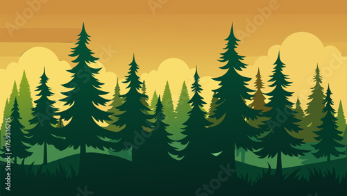 Evergreen pine tree border nature vector design