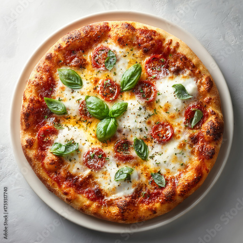 Crust Pizza Mozzarella Fresh Margarita Golden-Brown With