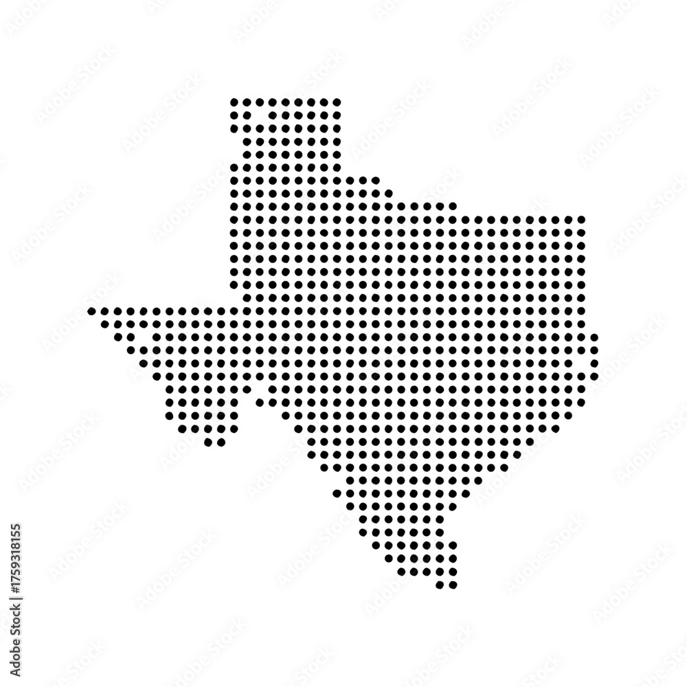 Obraz premium Texas dotted map icon design vector, Texas map in halftone, Vector illustration.
