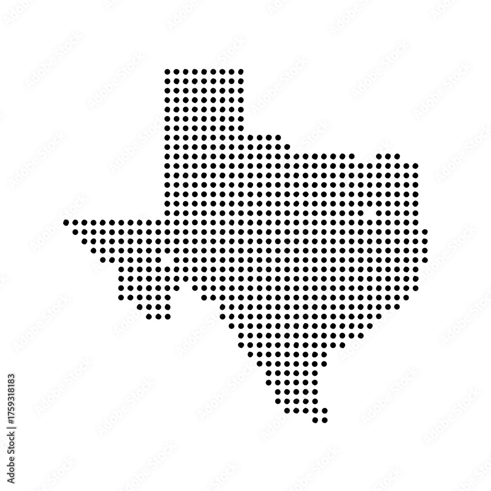 Fototapeta premium Texas dotted map icon design vector, Texas map in halftone, Vector illustration.