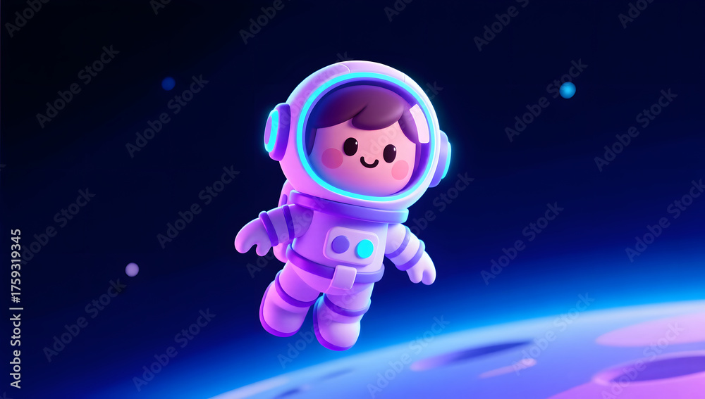 Naklejka premium World Astronomy Day space exploration future astronaut 3D illustration background
