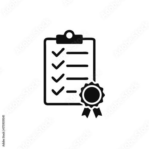 Clipboard Checklist icon. Certificate icon. quality Achievement badge. Tasks icon. Vector illustration.