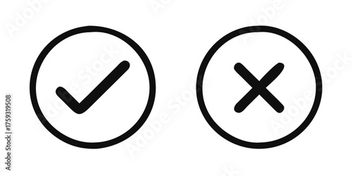 Check mark and cross icon isolated on white background. flat round buttons Tick sign symbol. Check Mark icon set. Check Mark right symbol,Test question. vector illustration Free Download Check mark and cross icon isolated on white background. flat round buttons Tick sign symbol. Check Mark icon set. Check Mark right symbol,Test question. vector illustration - GFXLoad