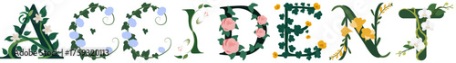 ACCIDENT, Classic Botanical Alphabet Illustration