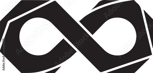 Abstract infinity symbol design with geometric shapes and curves.