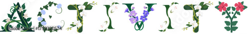 ACTIVITY, Floral Letter Vector Illustration Art