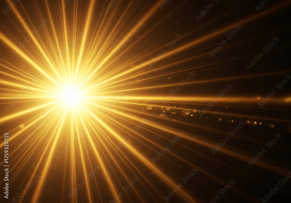 Fototapeta premium Gold light rays effect background, star, dark, fantasy, sunlight, vibrant, sun, gold,