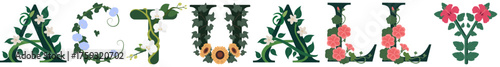 ACTUALLY, Floral Letter Typography Vector