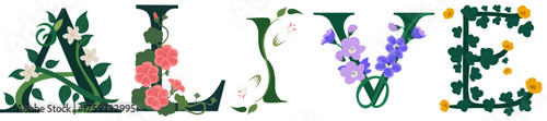 ALIVE, Floral Alphabet Decorative Typography