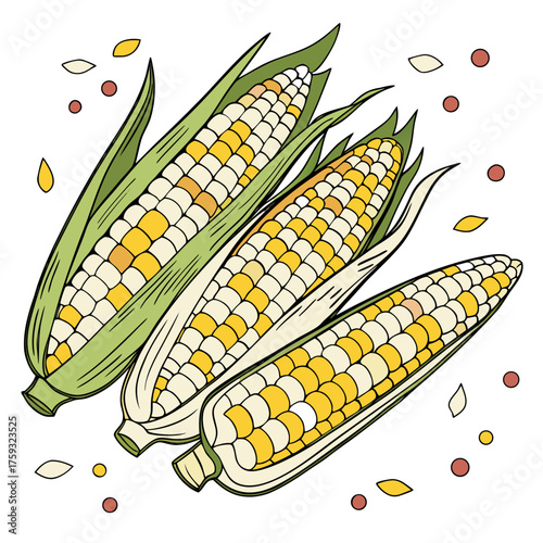 delaware sweet corn on white background 
