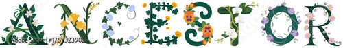 ANCESTOR, Elegant Botanical Letter Illustration