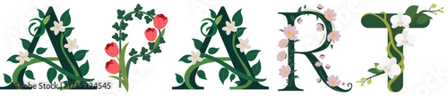 APART, Floral Letter Vector Illustration Art