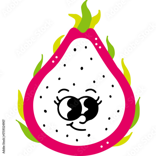 Cute Dragon Fruit Cartoon Characters