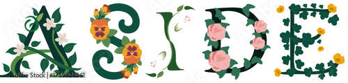ASIDE, Botanical Letter Vector Illustration Art