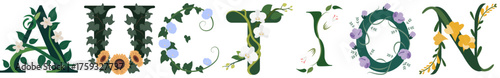 AUCTION, Elegant Botanical Typography Art Design
