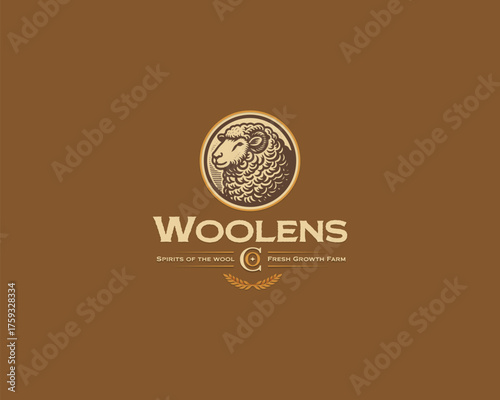 wool sheep farm livestock logo template