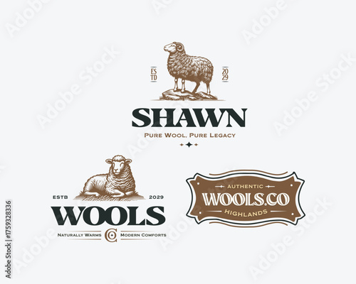 wool sheep farm livestock logo template