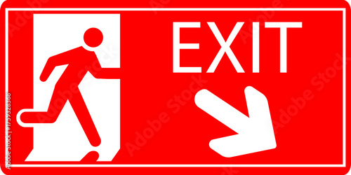 Emergency Exit Icon. Vector illustration of running man and exit door sign. Escape and evacuation symbol. Various exit sign isolated white background.Evacuation and relocation of people to safety.