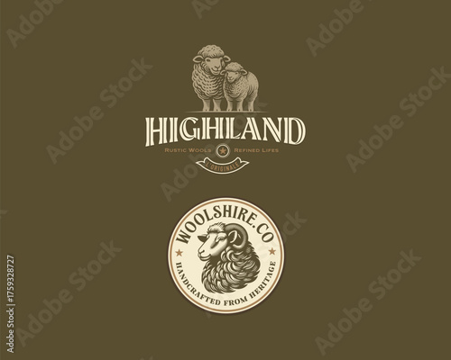 wool sheep farm livestock logo template