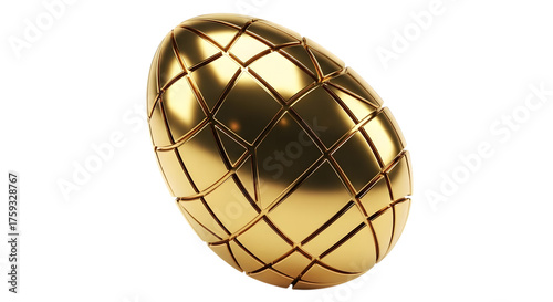 Golden ornate egg isolated on transparent background