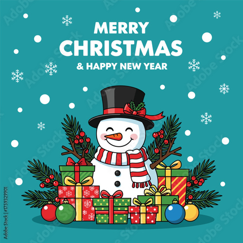 Merry Christmas and happy new year podium display ,Snowman