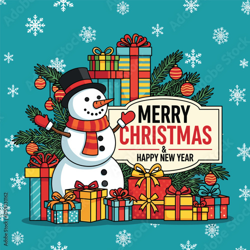 Merry Christmas and happy new year podium display ,Snowman