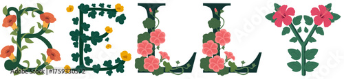 BELLY, Botanical Letter Vector Illustration